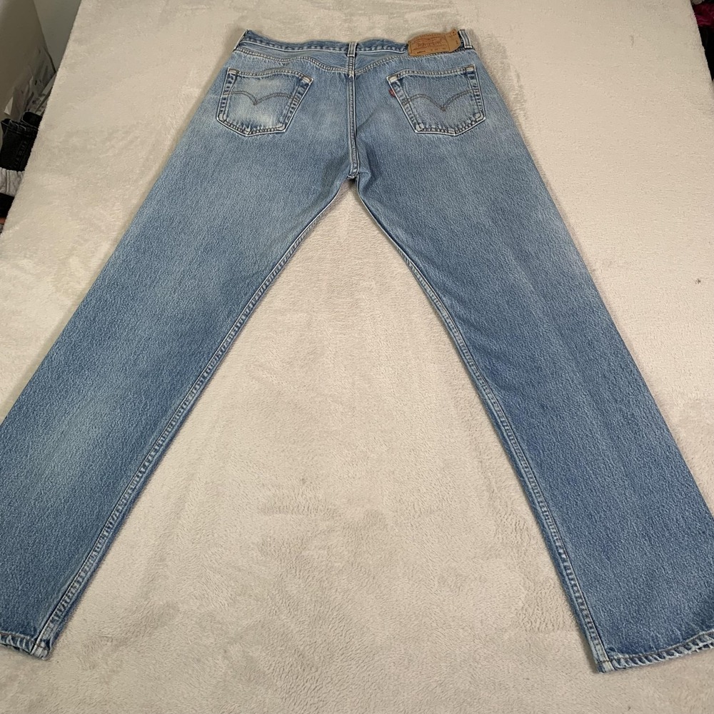 Vintage Levis 501xx Jeans Mens 35x33(Tag 38x36) Blue Light Straight USA Made 90s - Picture 14 of 16